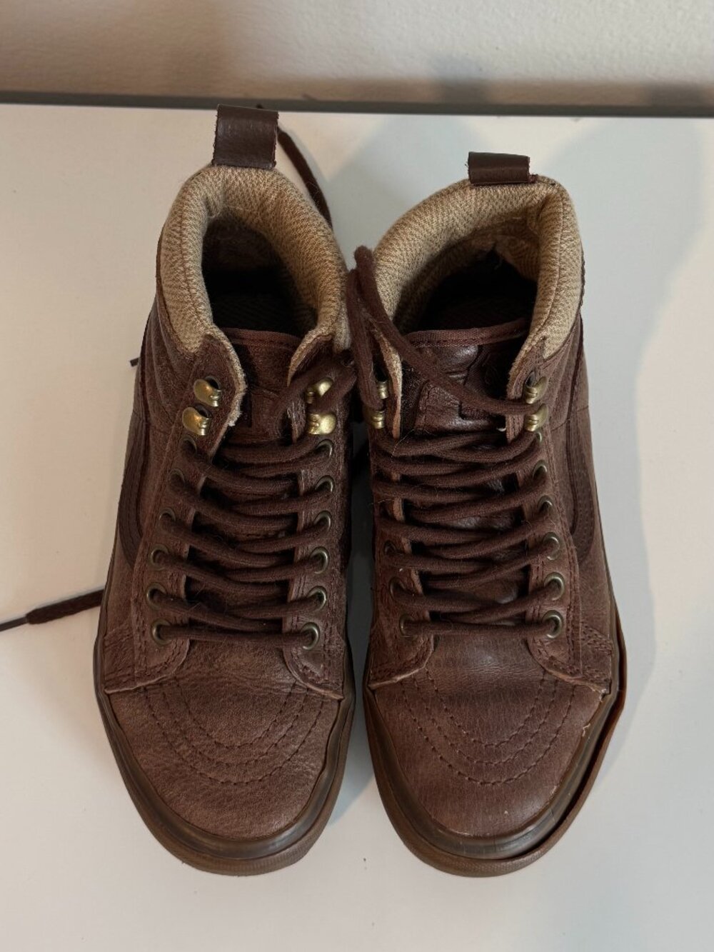 Vans Sk8-Hi MTE Brown Leather Herringbone High Tops W 5.5 M 4